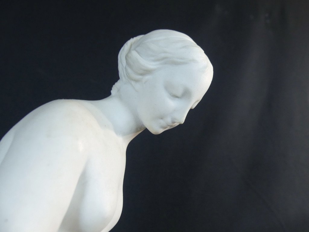 La Baigneuse d'Après Falconet, Sculpture En Biscuit De Porcelaine, époque XIX ème-photo-6