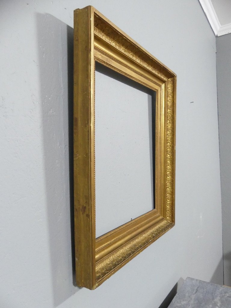 Frame In Wood And Golden Stucco, Decorated With Acanthus And Pearls, Restoration Period, 19th Century-photo-6