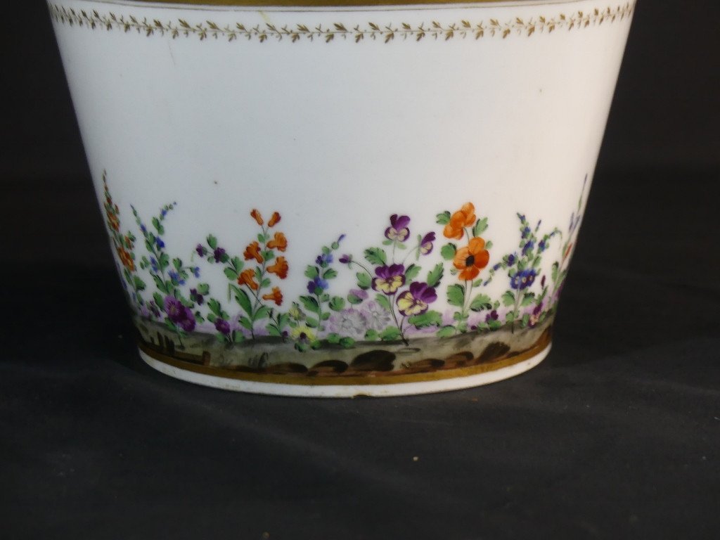 Paris Porcelain Flower Pot Hand Painted With Flowers, Early 19th Century-photo-2