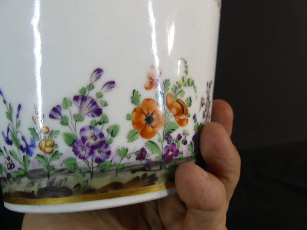 Paris Porcelain Flower Pot Hand Painted With Flowers, Early 19th Century-photo-5