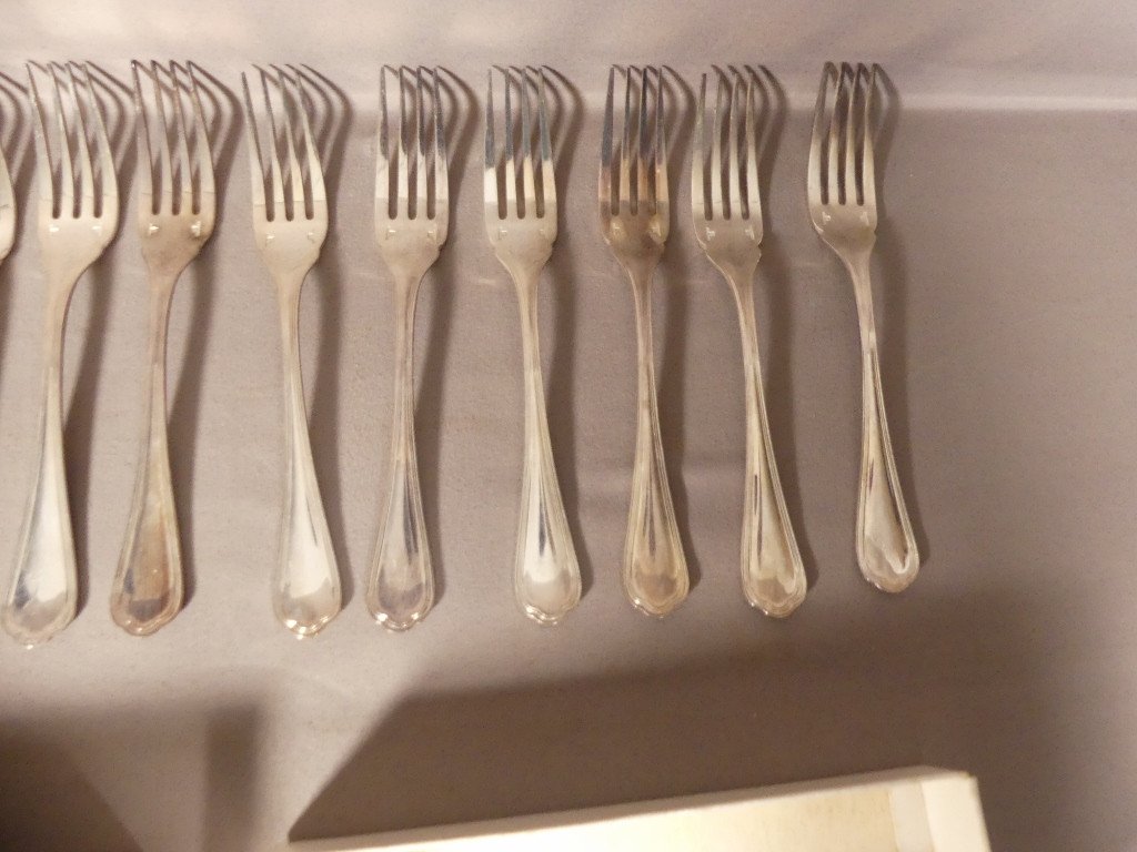 Christofle Spatours, 12 Silver-plated Fish Forks-photo-3