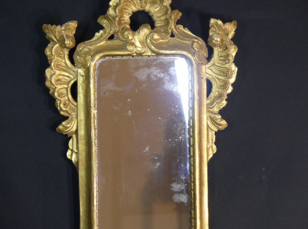 Miroir Italien d'Entre Deux En Bois Sculpté Et Doré, Fin XIX ème -photo-3