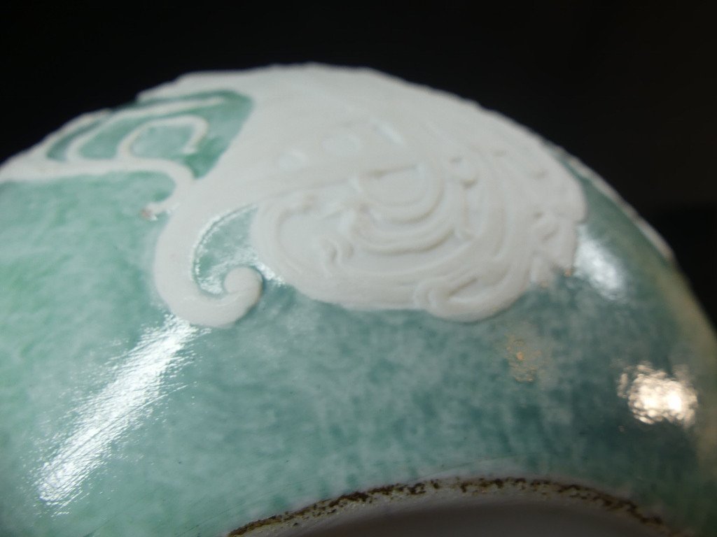 Art Nouveau, Rare Paste-on-paste Vase, Woman's Face In Biscuit On Porcelain, Limoges 1900-photo-7