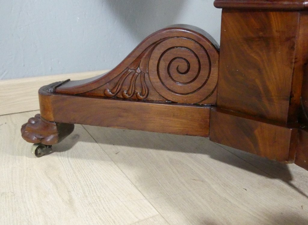 Charles X Restoration Pedestal Table In Mahogany And Marble, 19th Century-photo-8