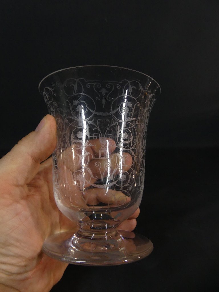 Baccarat Michelangelo, Vase En Cristal Gravé, époque 1950-photo-2