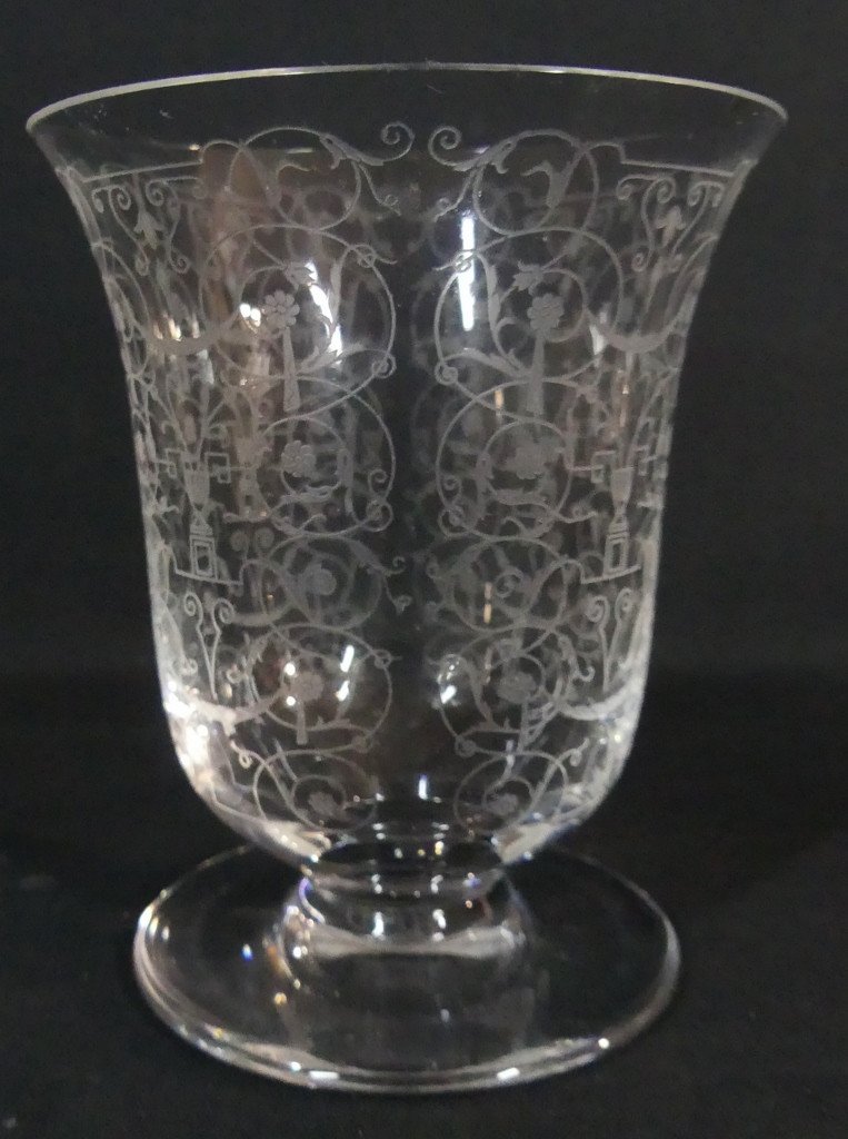 Baccarat Michelangelo, Vase En Cristal Gravé, époque 1950