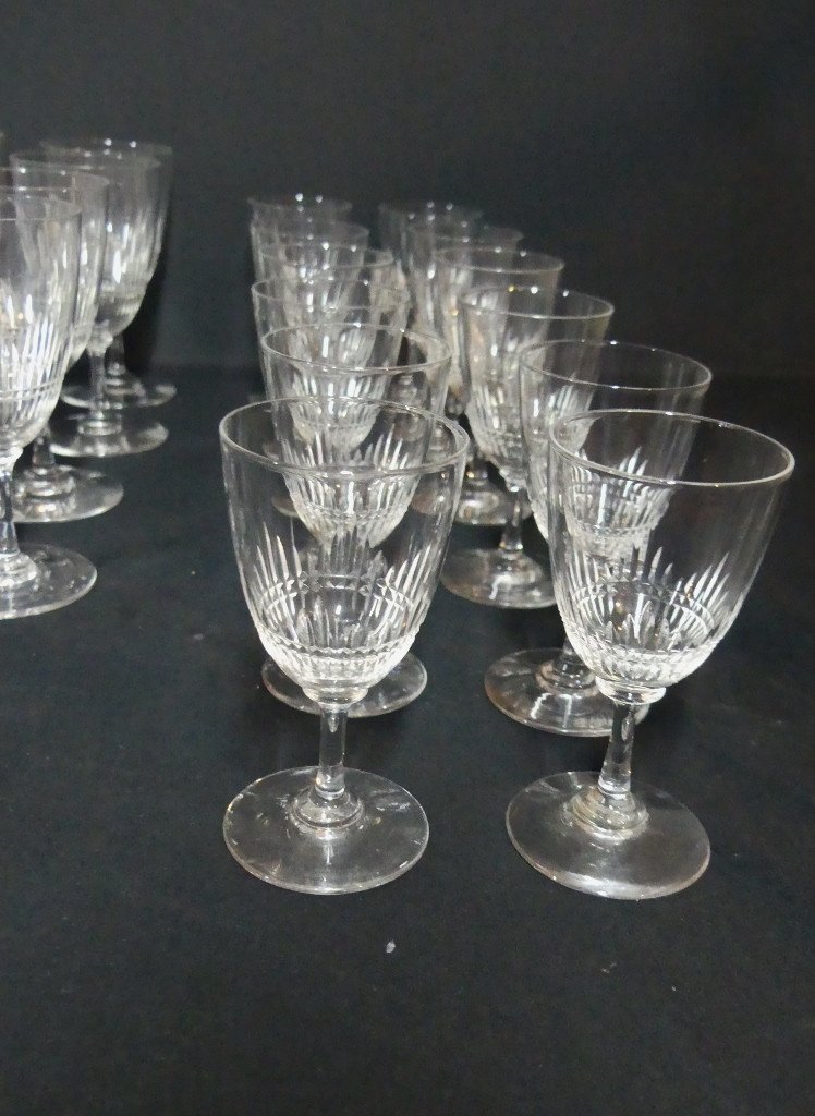 Partie De Service De Verres En Cristal Taillé, époque 1900 Dans Le Goût Du Nancy De Baccarat-photo-4