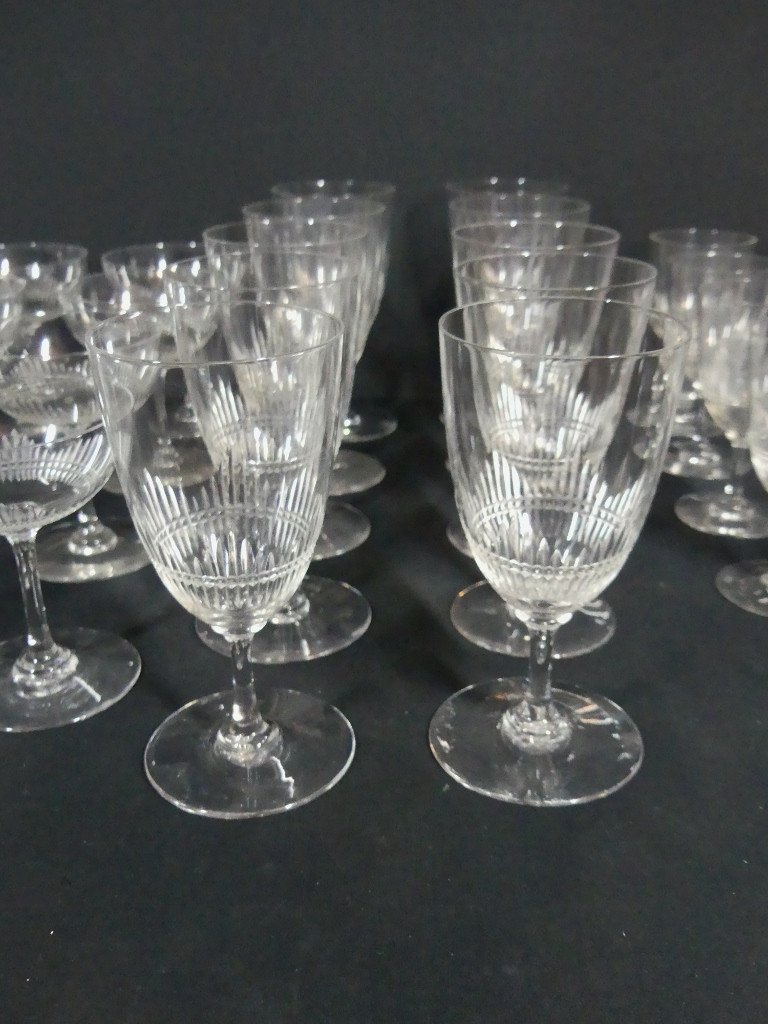 Partie De Service De Verres En Cristal Taillé, époque 1900 Dans Le Goût Du Nancy De Baccarat-photo-1