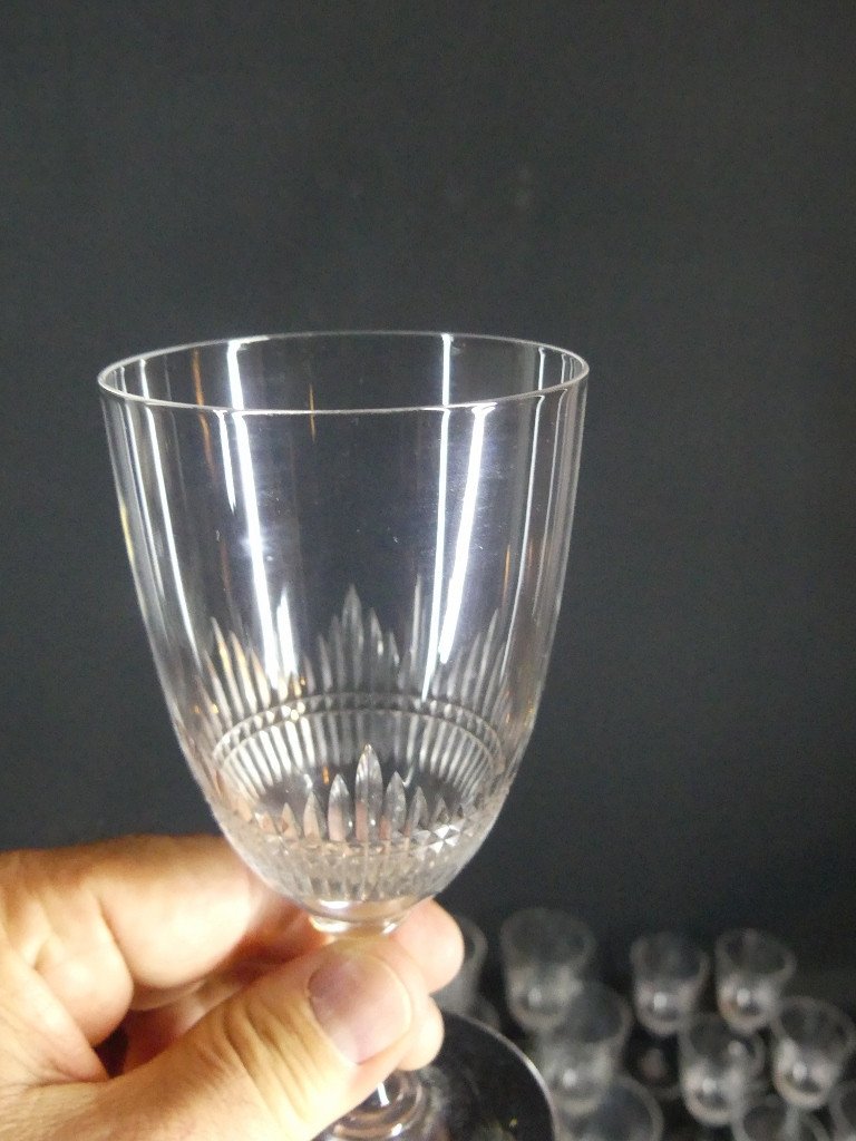 Partie De Service De Verres En Cristal Taillé, époque 1900 Dans Le Goût Du Nancy De Baccarat-photo-5