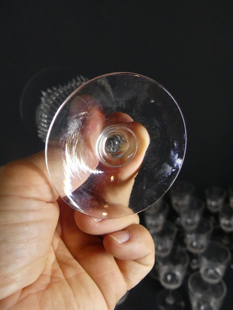 Partie De Service De Verres En Cristal Taillé, époque 1900 Dans Le Goût Du Nancy De Baccarat-photo-6