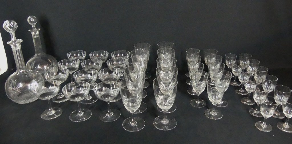 Partie De Service De Verres En Cristal Taillé, époque 1900 Dans Le Goût Du Nancy De Baccarat