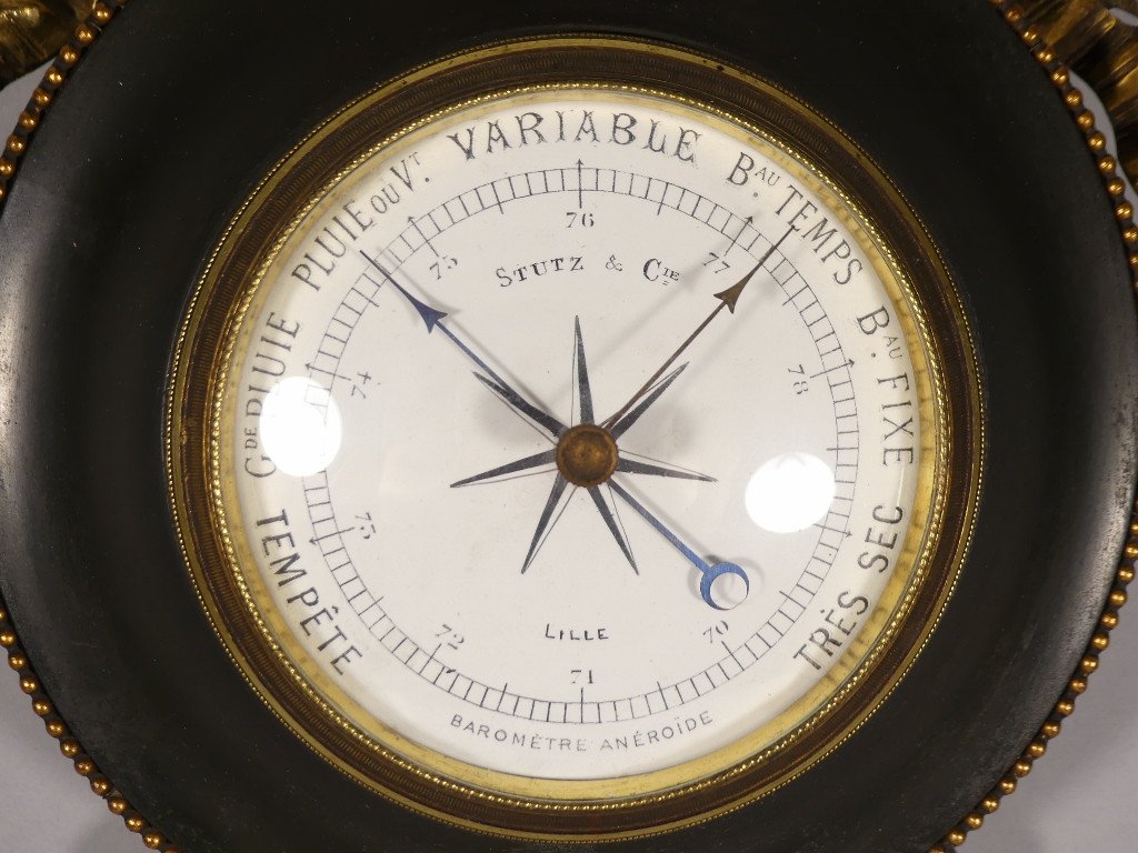 Louis XVI Style Barometer In Gilded And Patinated Bronze, Stutz Et Cie In Lille, Early 20th Century-photo-2