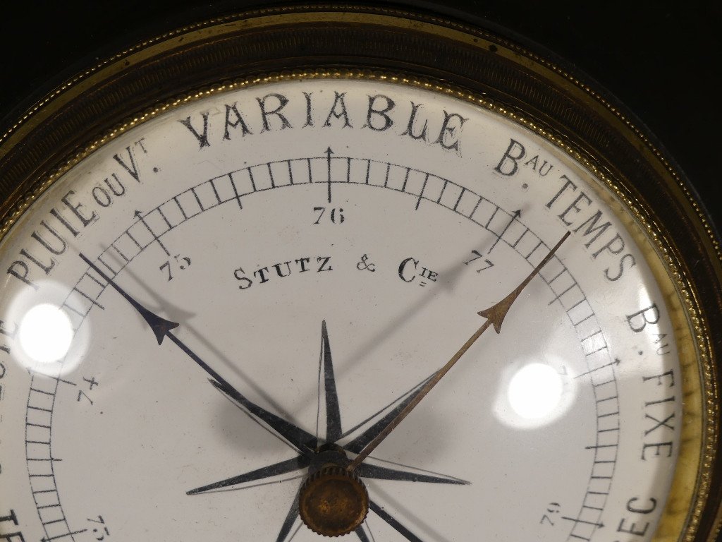 Louis XVI Style Barometer In Gilded And Patinated Bronze, Stutz Et Cie In Lille, Early 20th Century-photo-4