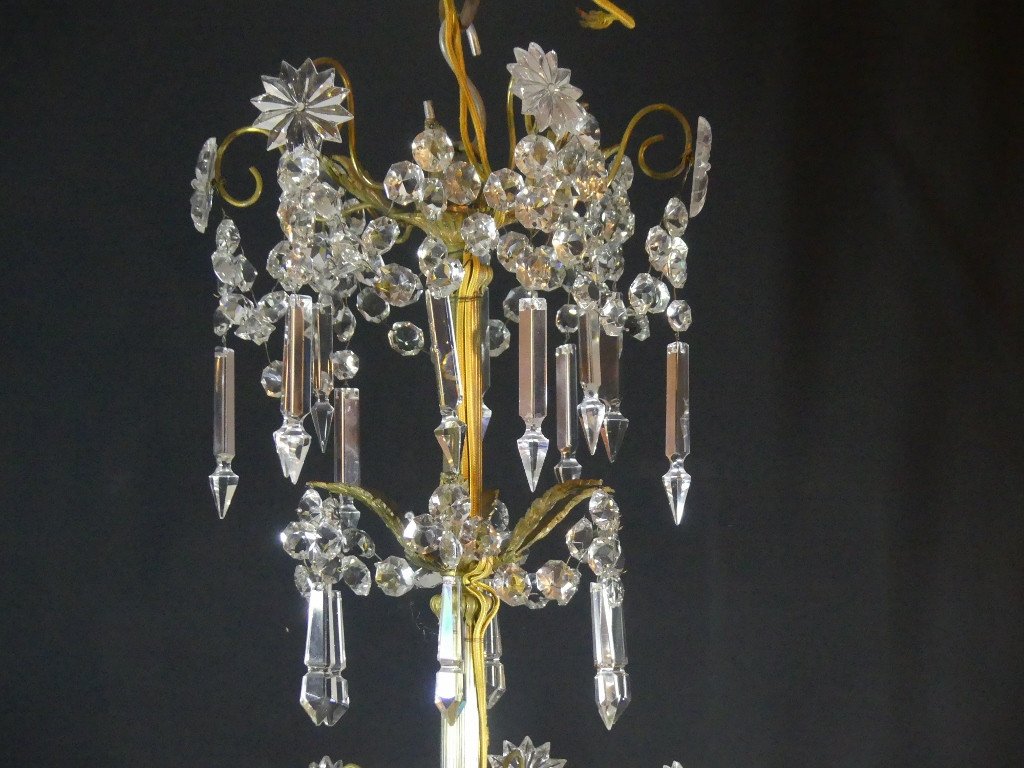 Baccarat, Large 12-light Crystal And Bronze Chandelier, 19th Century -photo-1