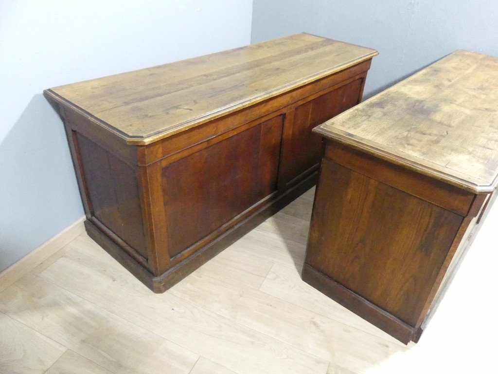 Pair Of Trade Counters, Shop Bench, Business Furniture, Counter, In Solid Oak-photo-2