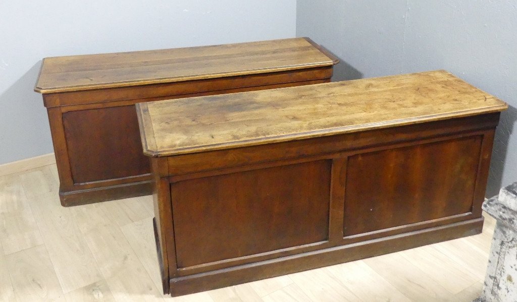 Pair Of Trade Counters, Shop Bench, Business Furniture, Counter, In Solid Oak