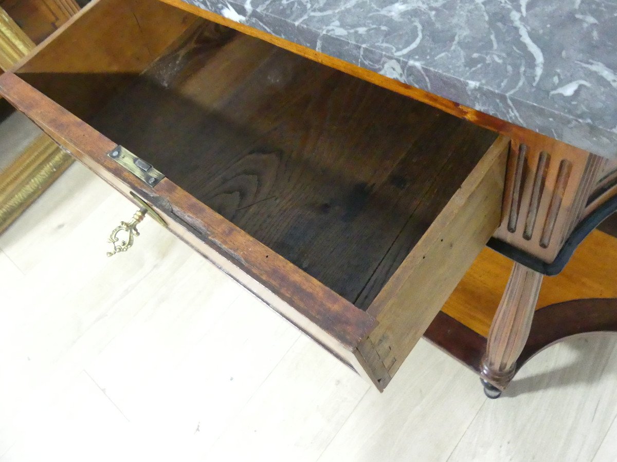 Louis XVI Bordeaux Console In Mahogany And Marble, 18th Century-photo-7