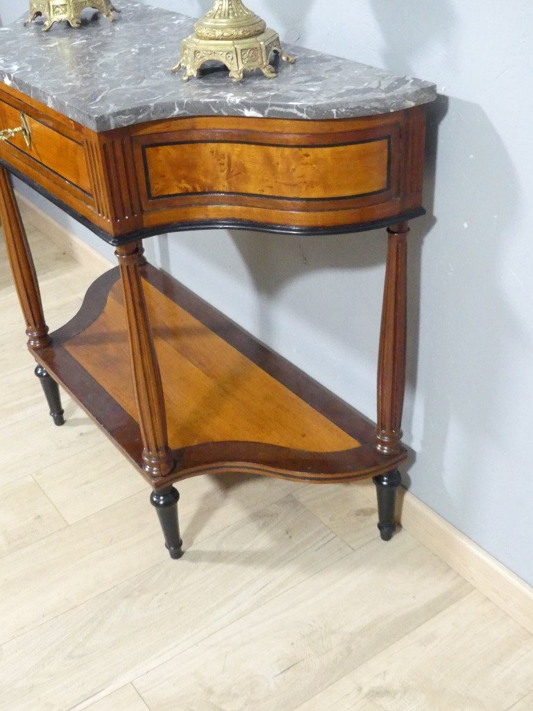 Louis XVI Bordeaux Console In Mahogany And Marble, 18th Century-photo-8