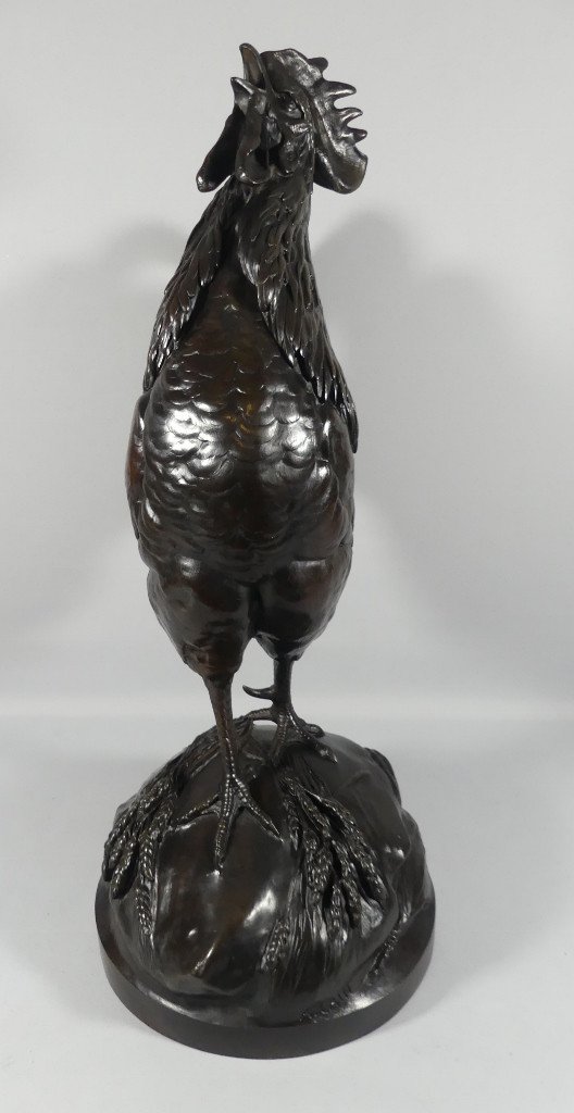 The French Or Gallic Rooster By Auguste Cain, Very Large Bronze 62.5 Cm, Founder Susse Frères -photo-3