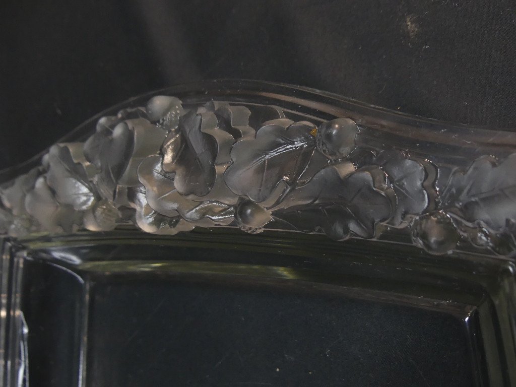 Lalique France, Clear Crystal Oak Tray Or Planter-photo-5