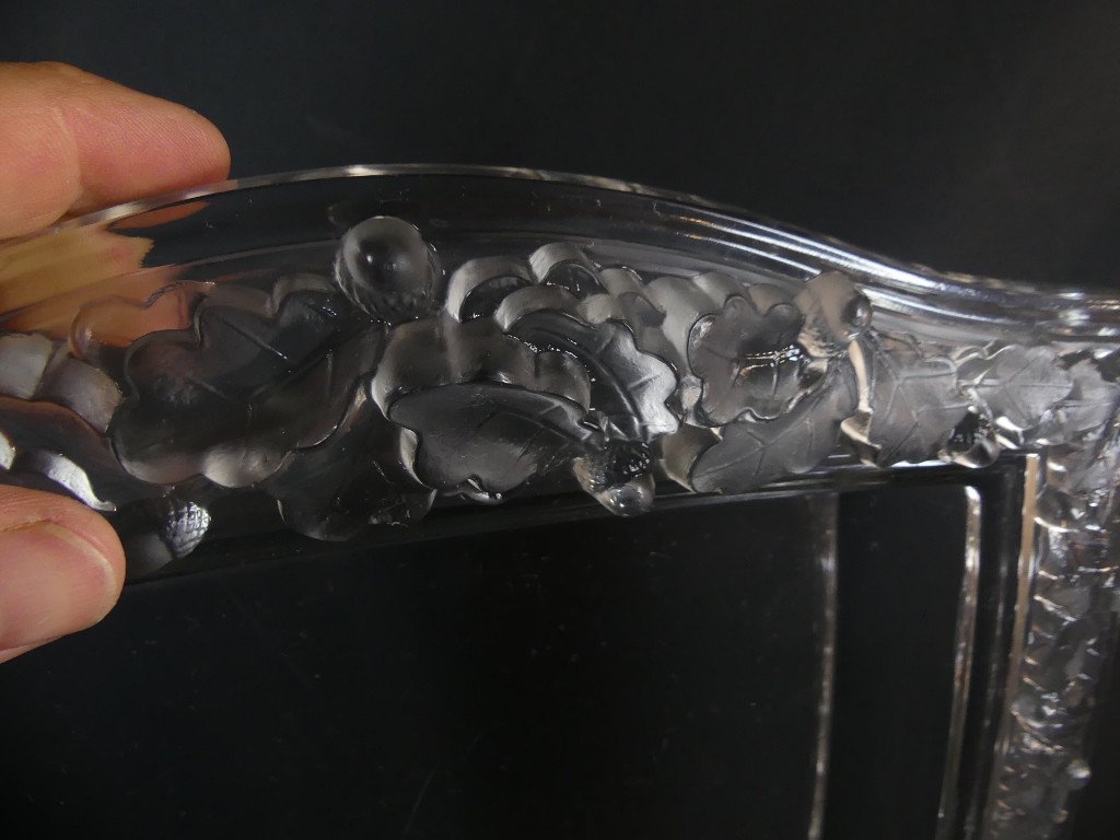 Lalique France, Clear Crystal Oak Tray Or Planter-photo-7