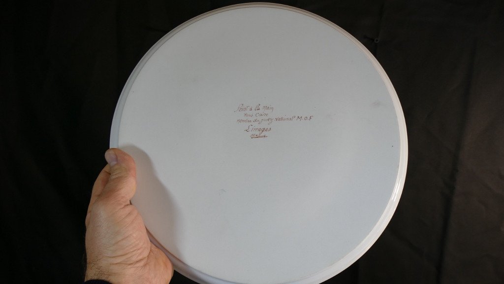 Plat En Porcelaine De Limoges, Peint à La Main Et Doré Par René Caire, Milieu XX ème-photo-6