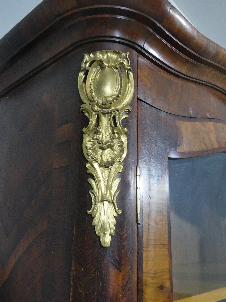 Regency Style Bookcase Display Case In Walnut, Rosewood And Gilt Bronze, 19th Century-photo-6