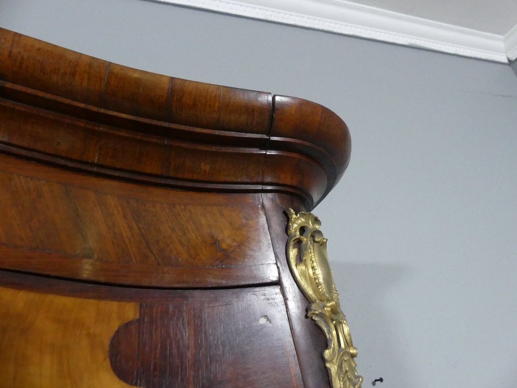 Regency Style Bookcase Display Case In Walnut, Rosewood And Gilt Bronze, 19th Century-photo-8