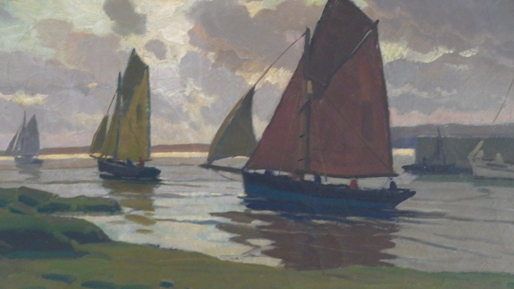 Paul Eschbach (1881-1961), Tuna Boats At The Port Of Concarneau, Oil On Canvas -photo-7