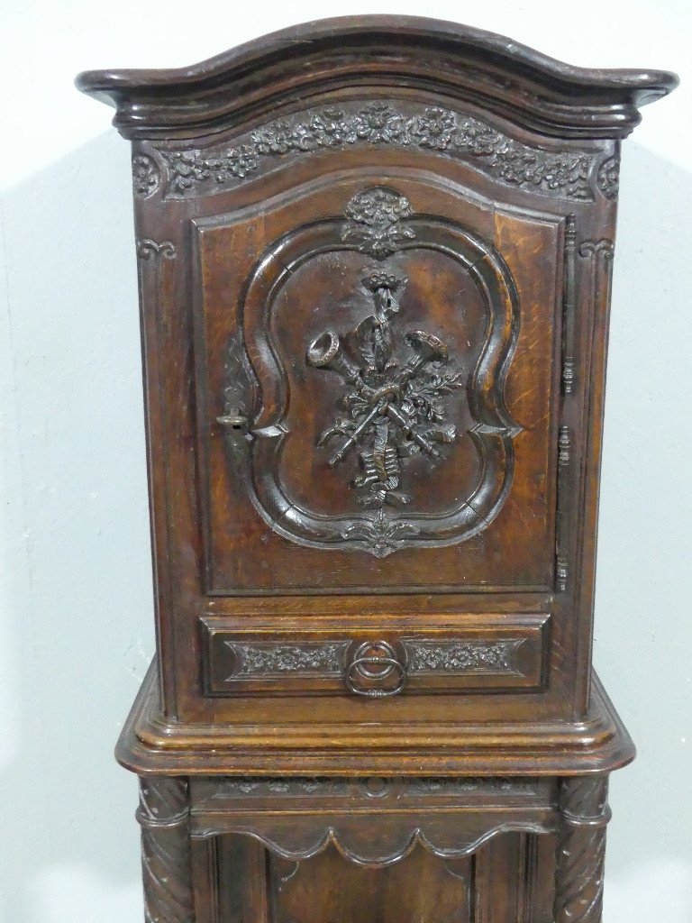 18th Century Credenza, Very Small Louis XV Buffet In Carved Oak On Columns-photo-4