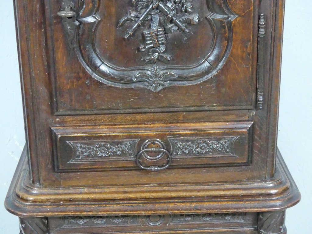 18th Century Credenza, Very Small Louis XV Buffet In Carved Oak On Columns-photo-3