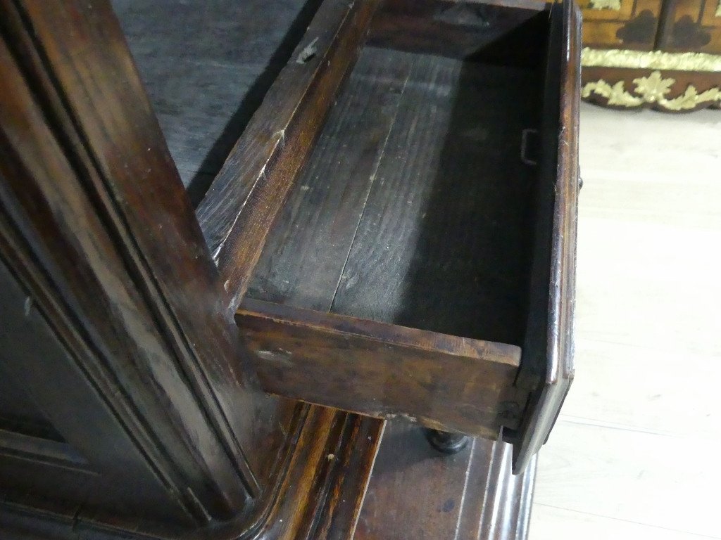 18th Century Credenza, Very Small Louis XV Buffet In Carved Oak On Columns-photo-7