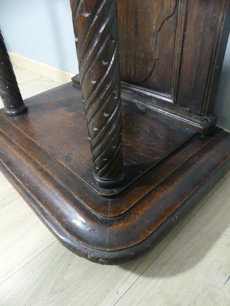 18th Century Credenza, Very Small Louis XV Buffet In Carved Oak On Columns-photo-8