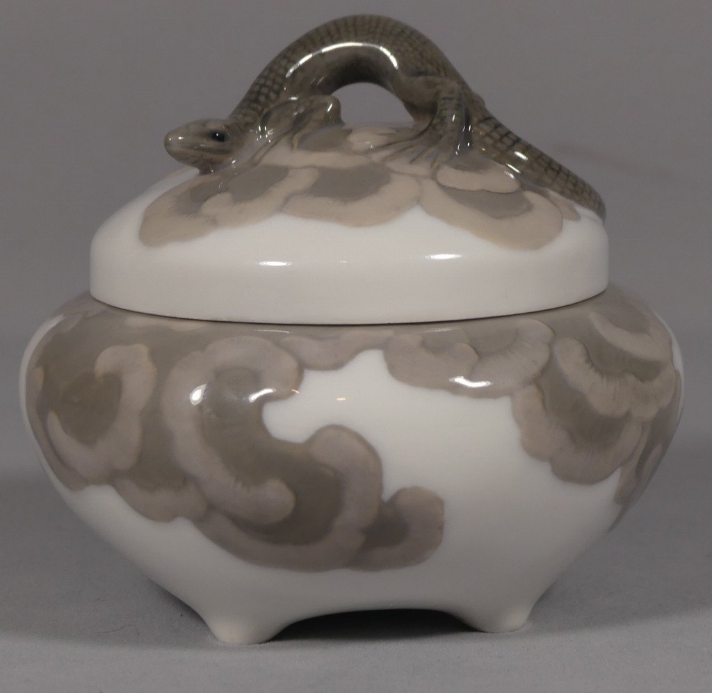 Royal Copenhagen, Rare Lizard Box, Danish Porcelain, Early 20th Century-photo-2