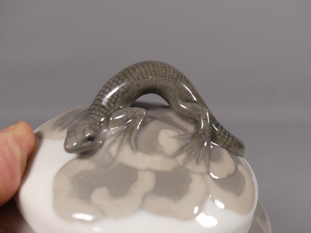 Royal Copenhagen, Rare Lizard Box, Danish Porcelain, Early 20th Century-photo-2