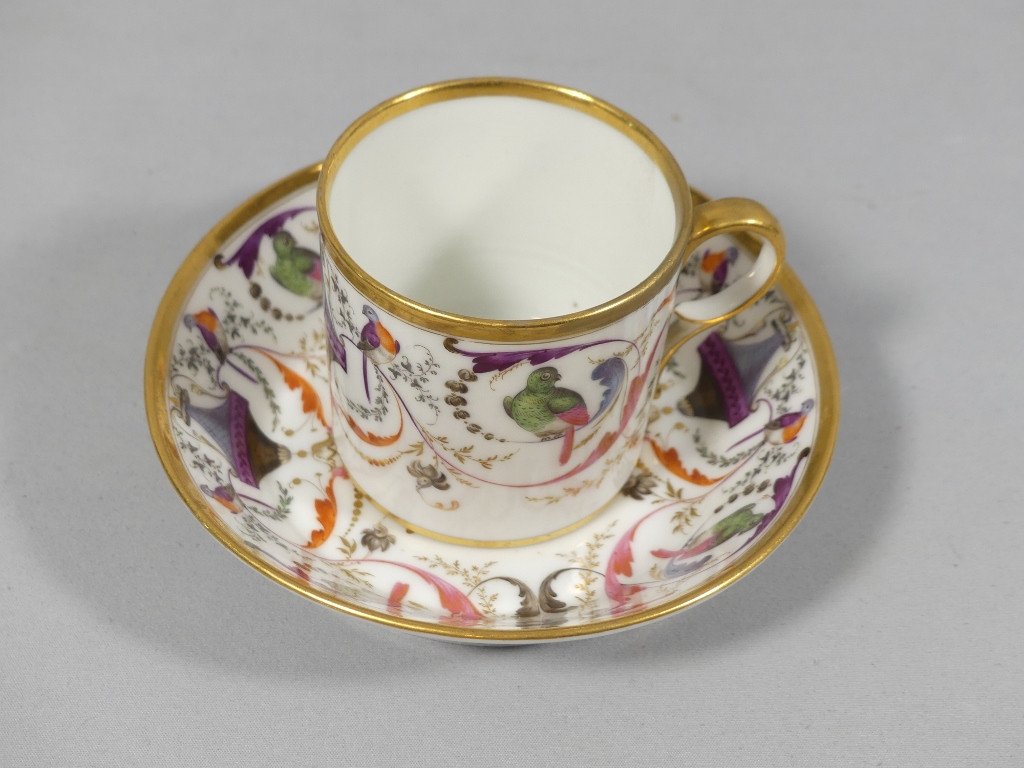 Tasse Litron XVIII ème En Porcelaine De Paris, Décor Au Salembier, Peint à La Main Aux Oiseaux-photo-6