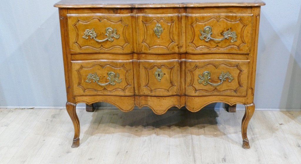 Commode Sauteuse Arbalète En Noyer époque Régence, Début XVIII ème Siècle -photo-4