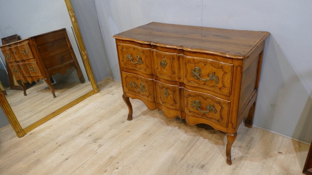 Commode Sauteuse Arbalète En Noyer époque Régence, Début XVIII ème Siècle -photo-2