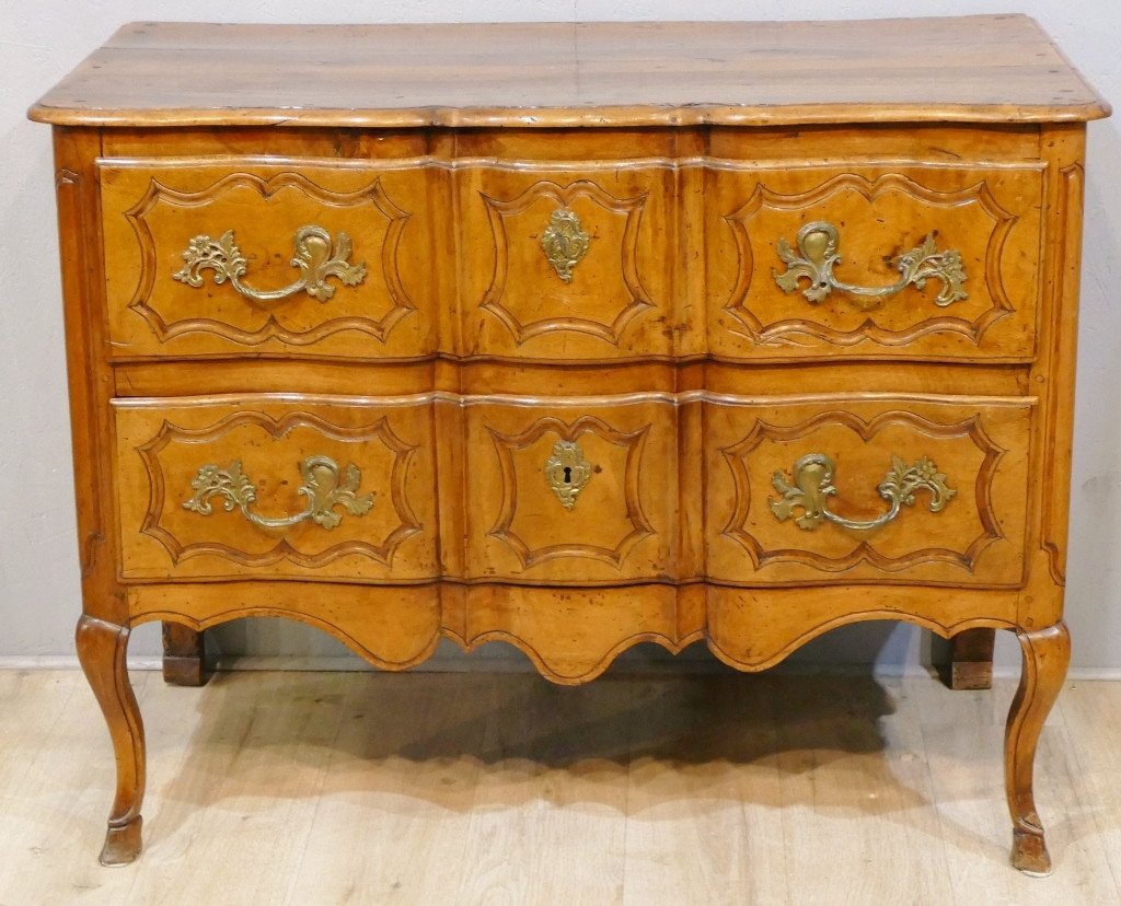 Commode Sauteuse Arbalète En Noyer époque Régence, Début XVIII ème Siècle 