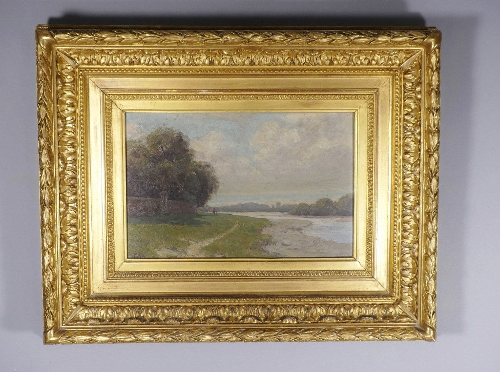 Charles Ogier (1856-1897), La Côte Saint Sébastien à Nantes En 1887, Huile Sur Panneau