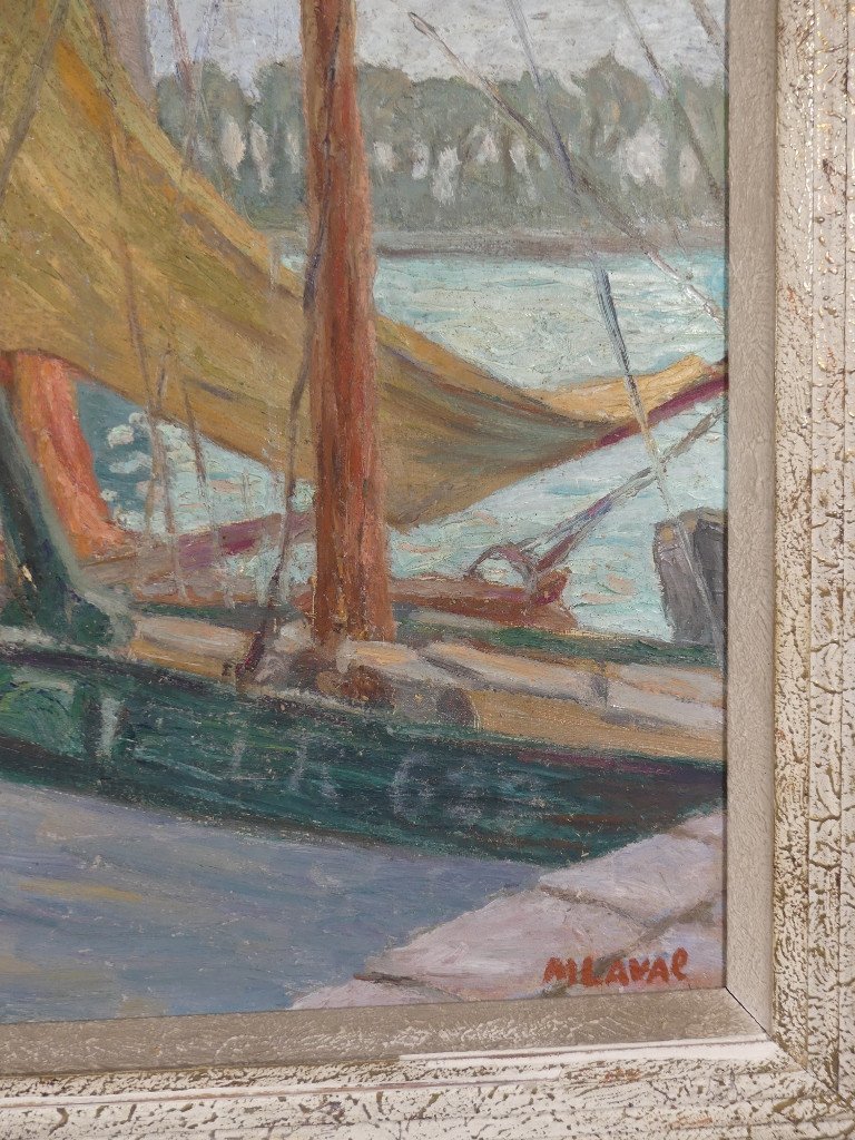 Boats At The Foot Of The Saint Nicolas Tower In La Rochelle, Oil Painting On Canvas By Laval-photo-4