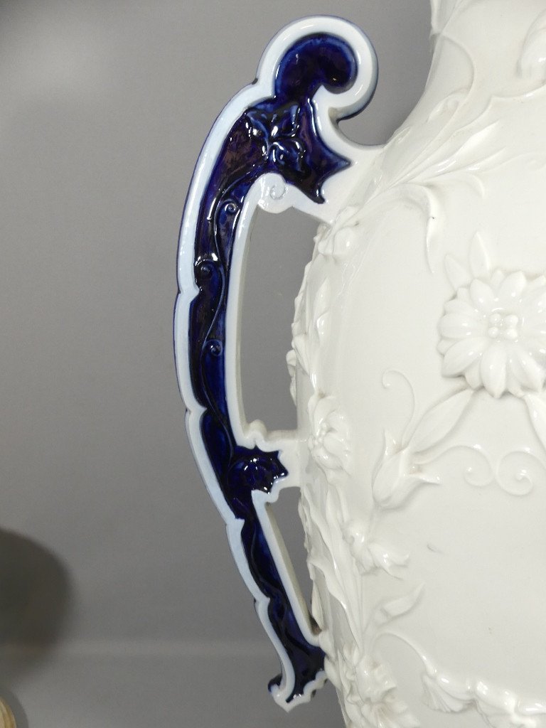 Monumental Baluster Vase In White Blue Chinese Porcelain From The 19th Century-photo-5