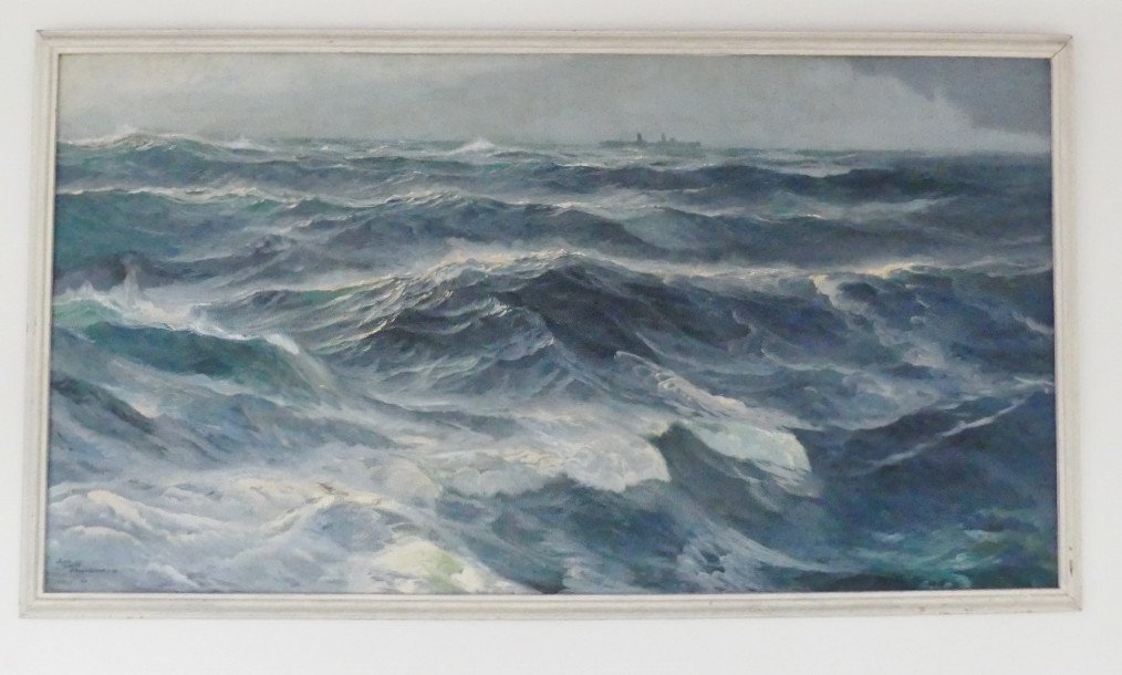 Jean Louis Paguenaud, Atlantique Sud 1946, 231*129 Cm, Très Grand Tableau Marine 