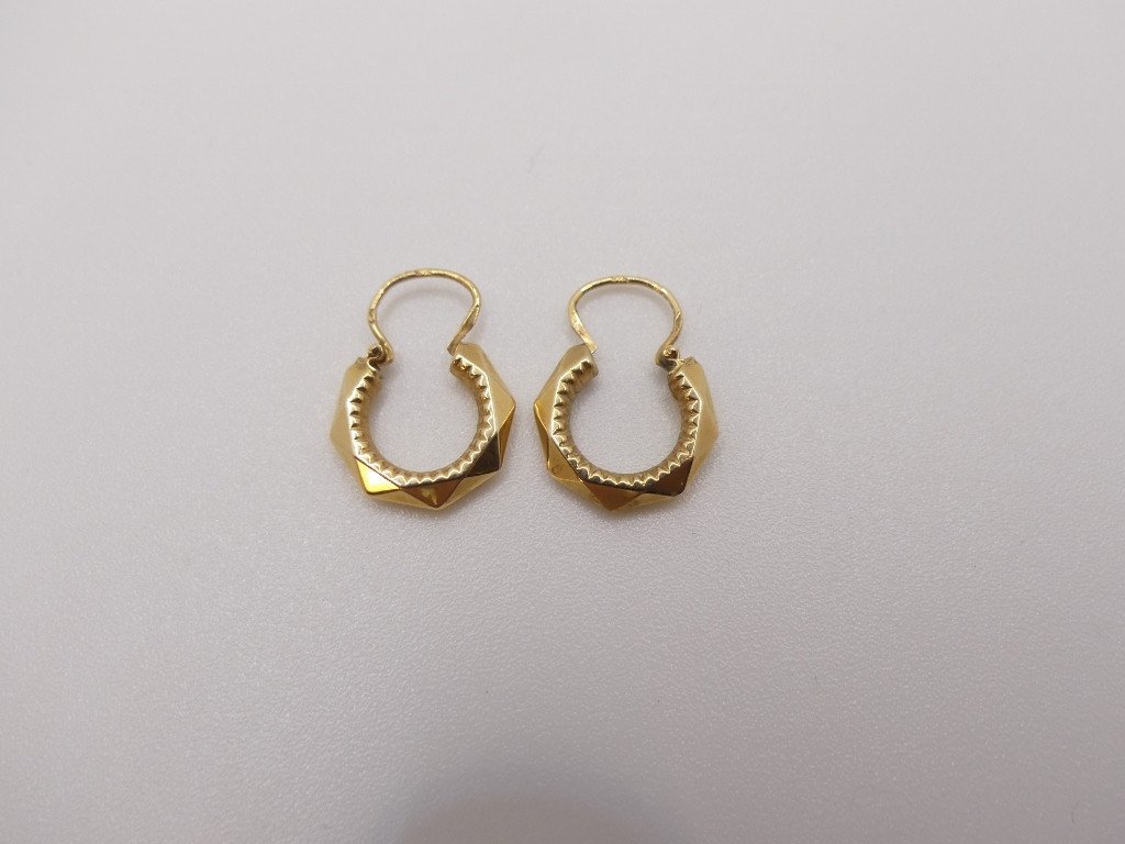 Pair Of 18k Solid Gold Hoop Earrings From The 30s-photo-2