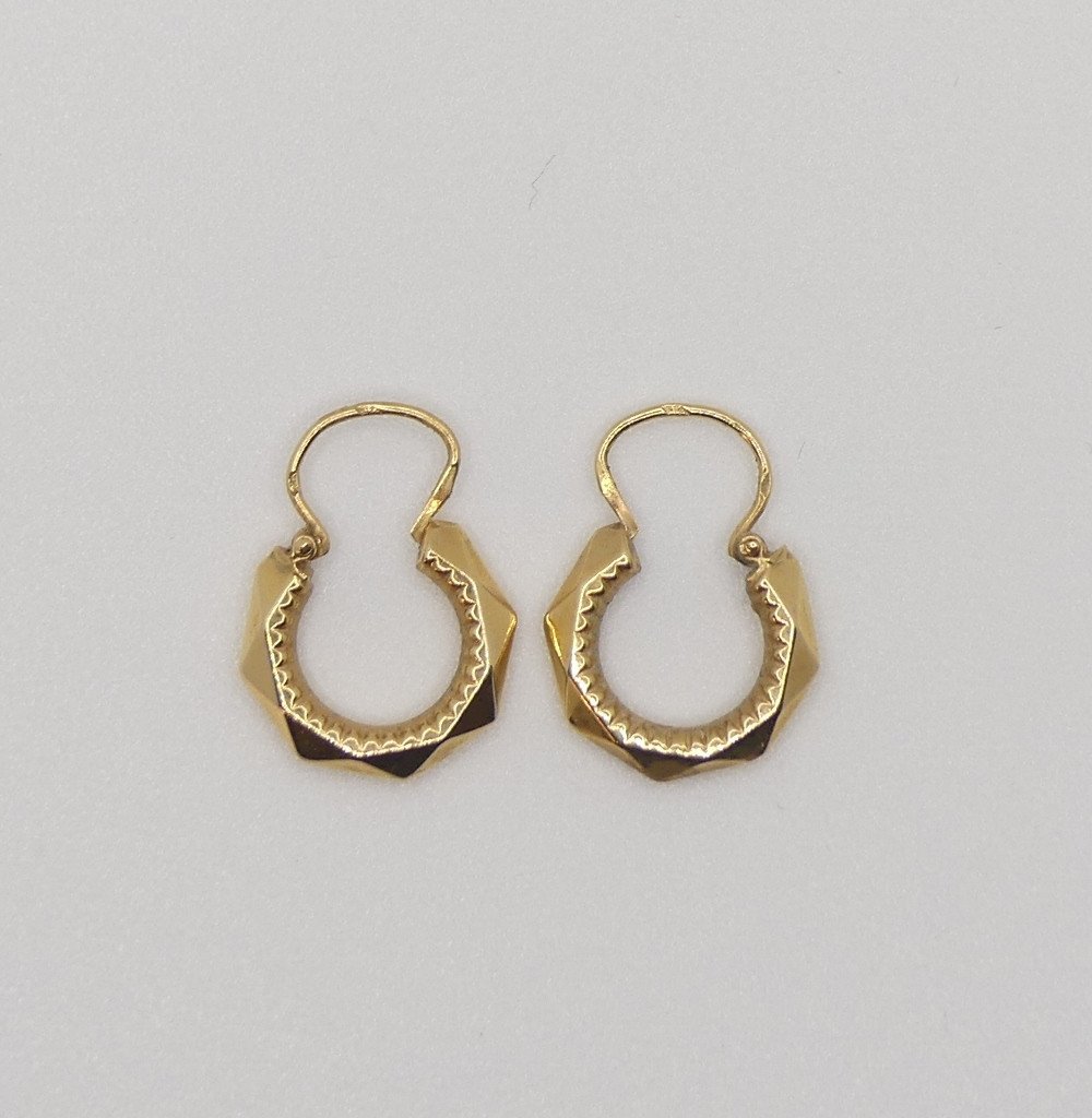 Pair Of 18k Solid Gold Hoop Earrings From The 30s