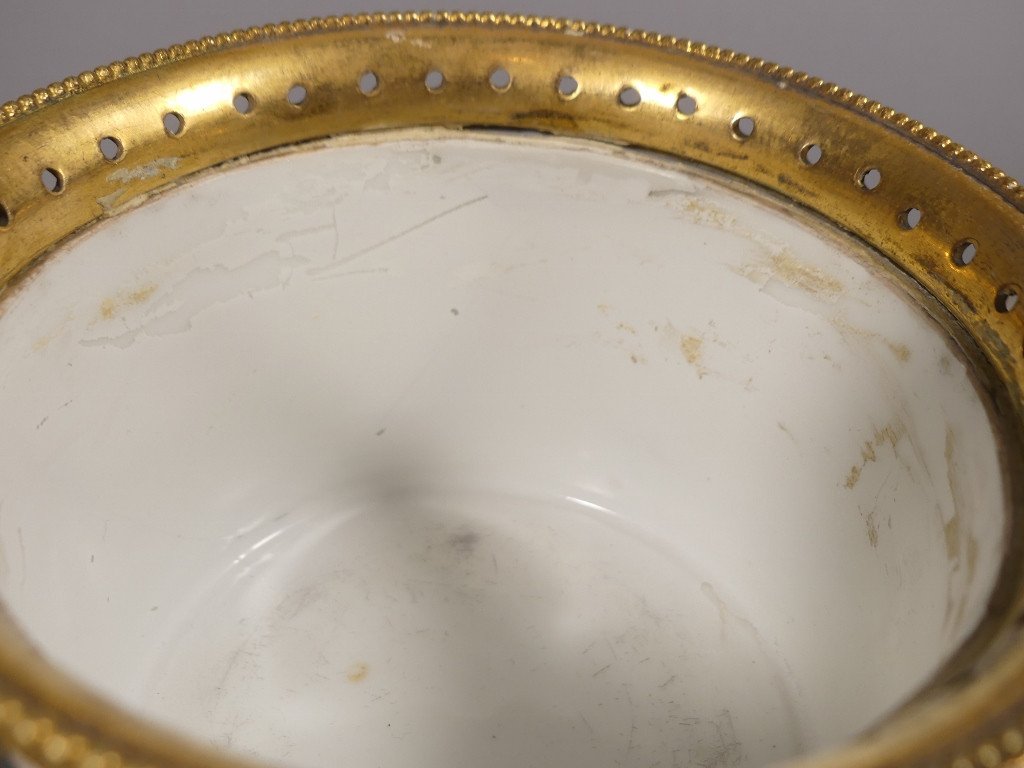 Pair Of Porcelain And Bronze Planters In Asian Style, 19th Century-photo-6