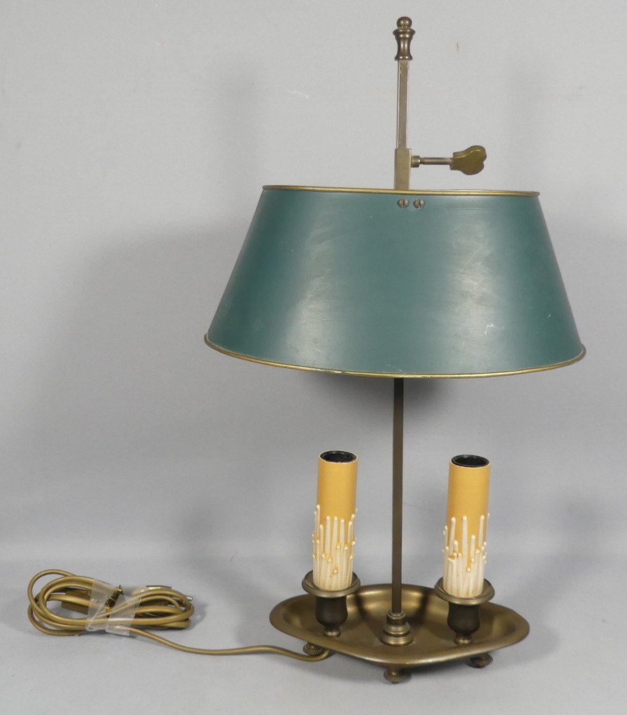 Lampe Bouillotte XX ème En Tôle Peinte Et Bronze