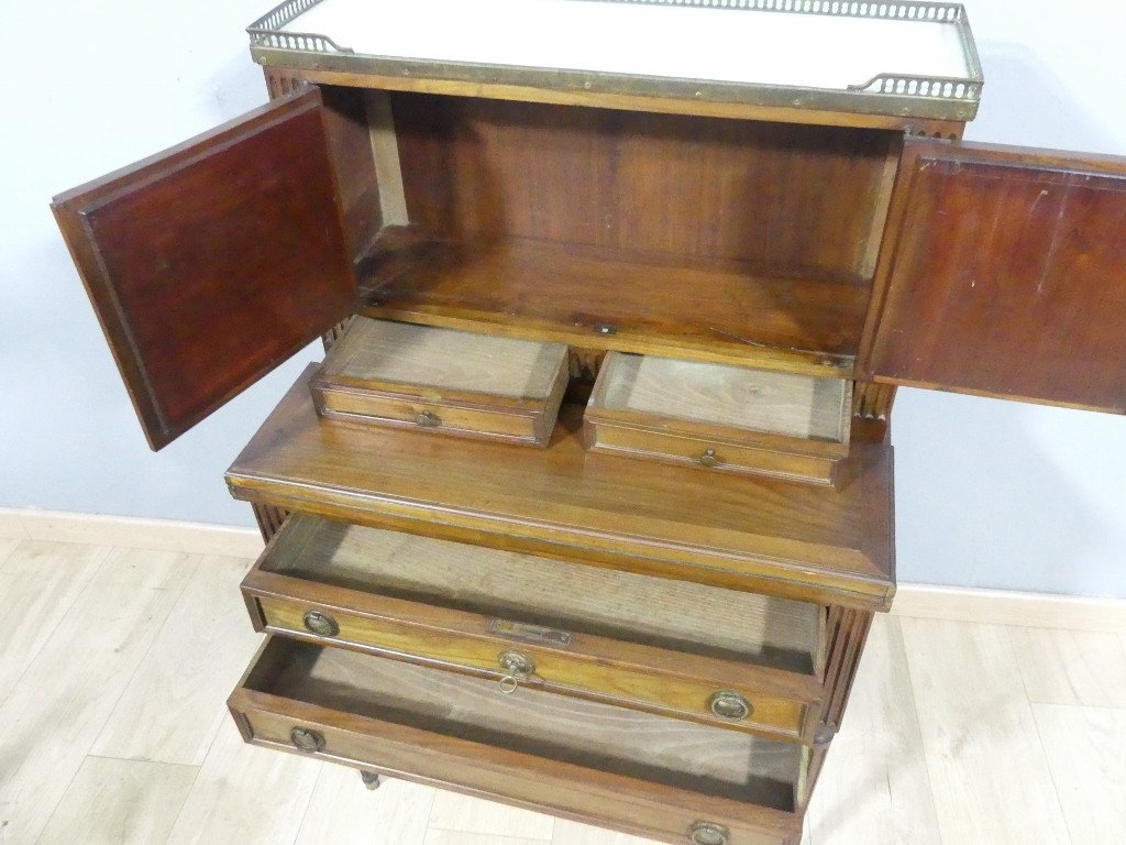  Bonheur Du Jour Louis XVI, Cherry Wood Storage Desk, 19th Century -photo-2