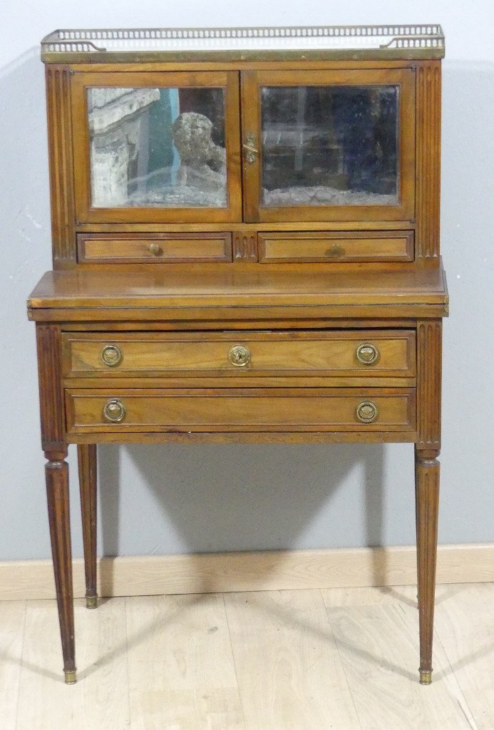  Bonheur Du Jour Louis XVI, Bureau Rangement En Merisier, époque XIX ème Siècle 