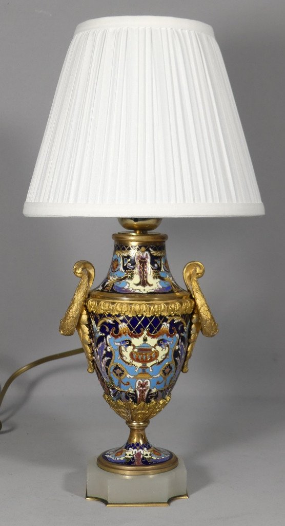 Lampe Napoléon III En Bronze Et émaux Cloisonné, époque XIX ème Siècle